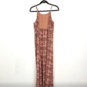 Lush Coral and Chocolate Floral Maxi Dress